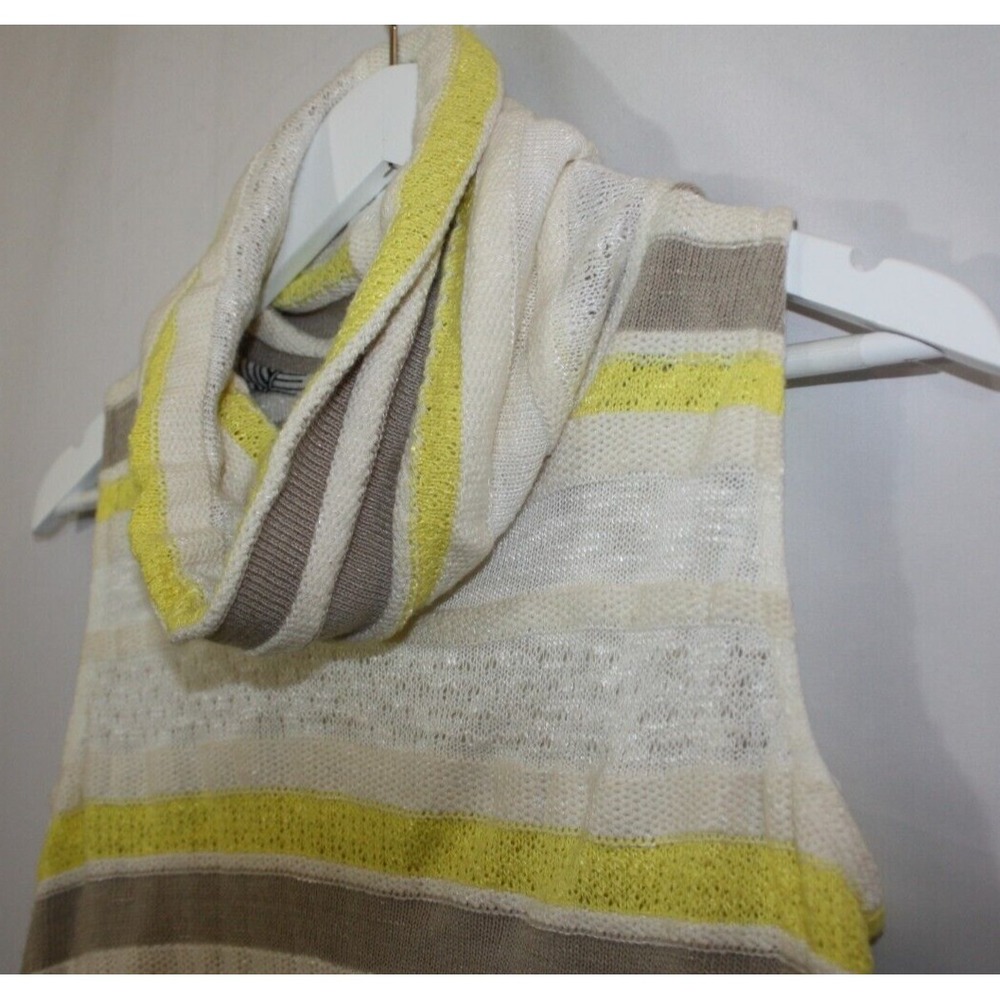 Dolan Top Womens Small Yellow Cowl Neck Striped Sleeveless Knit Sweater Vacation - Picture 7 of 11